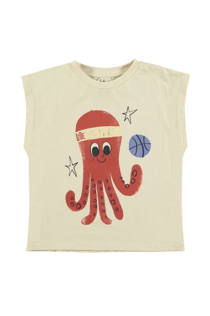 Lotiekids Sleeveless T-shirt Off White Octopus_1