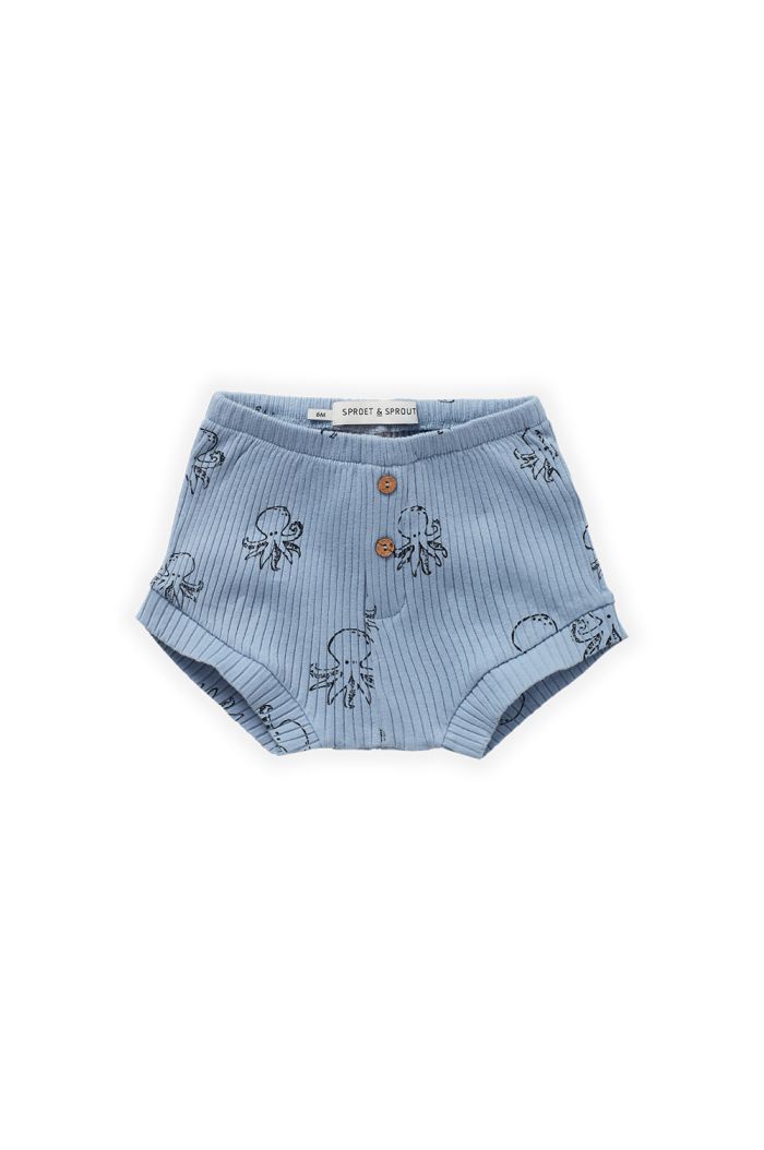 Sproet Sprout Baby rib short octopus print Sky blue_1