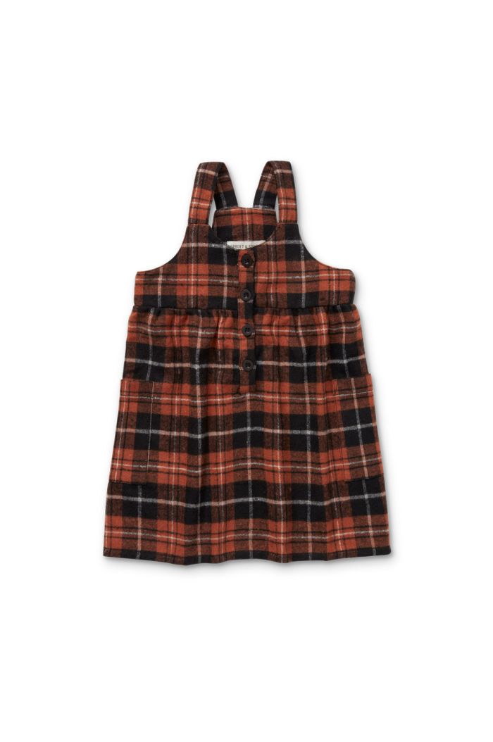Sproet Sprout Salopette dress flannel check Barn red_1