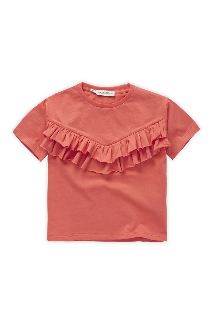 Sproet & Sprout T-shirt ruffle coral Coral_1