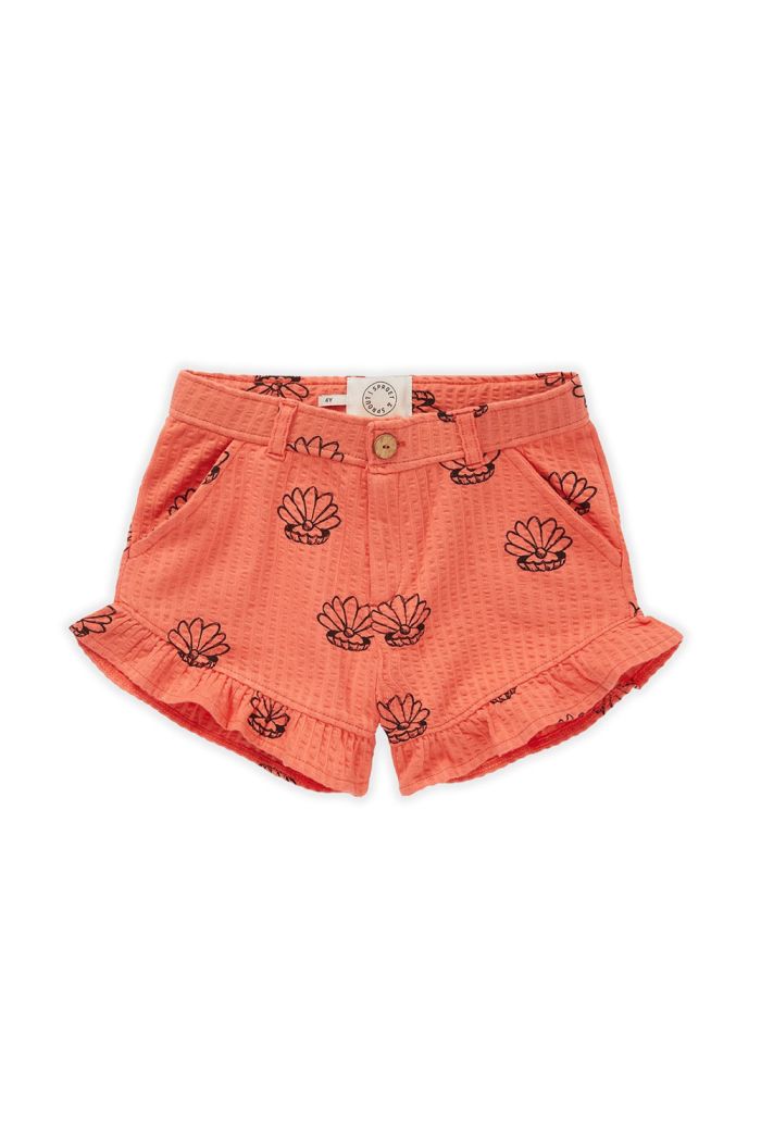 Sproet & Sprout Ruffle short Shell print Coral_1