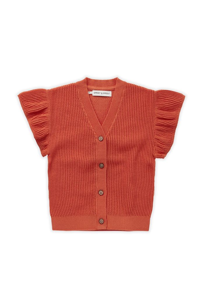 Sproet & Sprout Knitted girls cardigan Coral_1