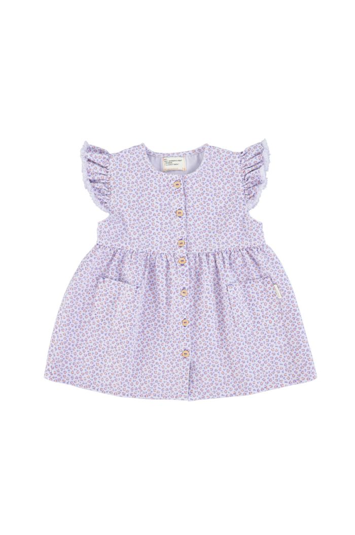 Piupiuchick Short Dress With Ruffles On Shoulders Lavender With Animal Print_1