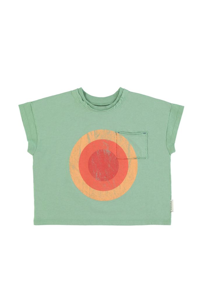 Piupiuchick T-Shirt Green With Multicolor Circle Print_1