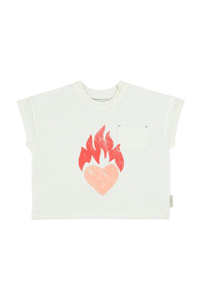 Piupiuchick T-Shirt Ecru With Heart Print_1