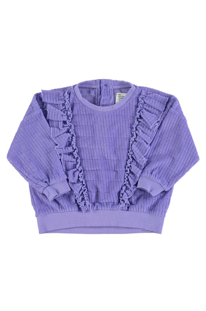 Piupiuchick Terry cotton sweatshirt Purple with frills on chest_1