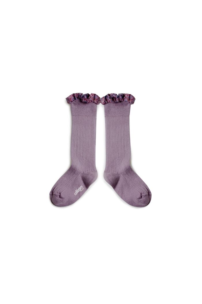 Collegien high socks with liberty  lace Glycine du Japo_1