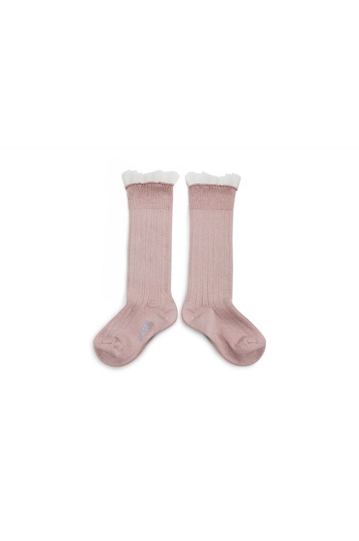 Collegien High Socks With Tulle Vieux Rose_1