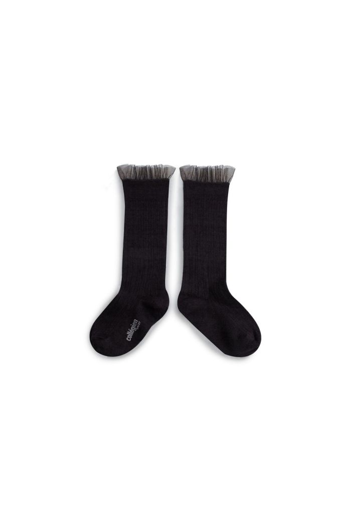 Collegien High Socks With Tulle Noir Charbon_1