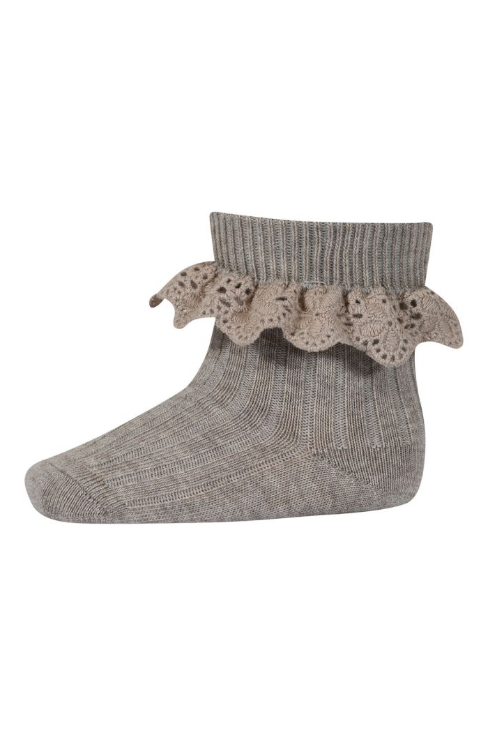 MP Denmark Lea socks - lace 489 Light Brown Melange_1