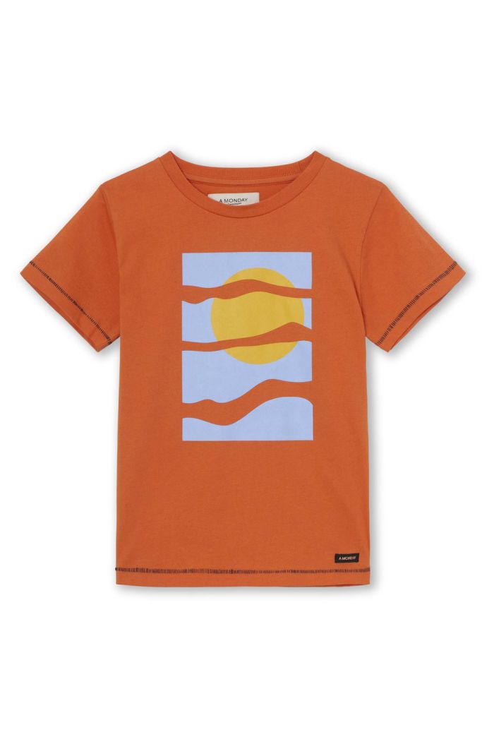 A MONDAY in Copenhagen Sky T-shirt Apricot Orange_1