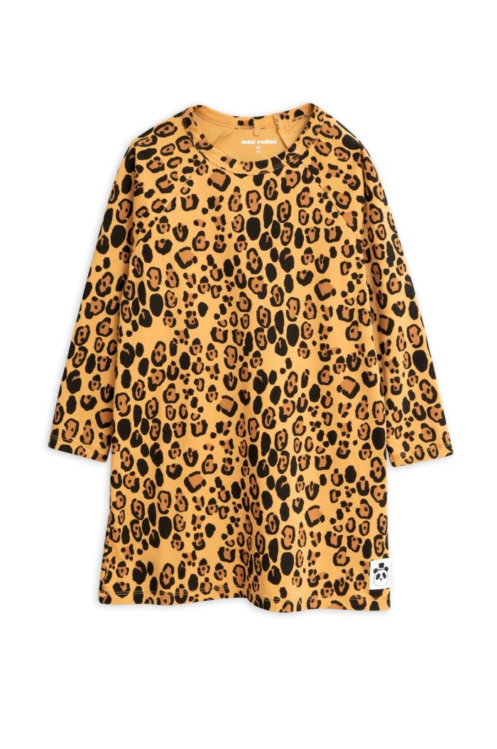 Mini Rodini Basic leopard longsleeve dress Beige