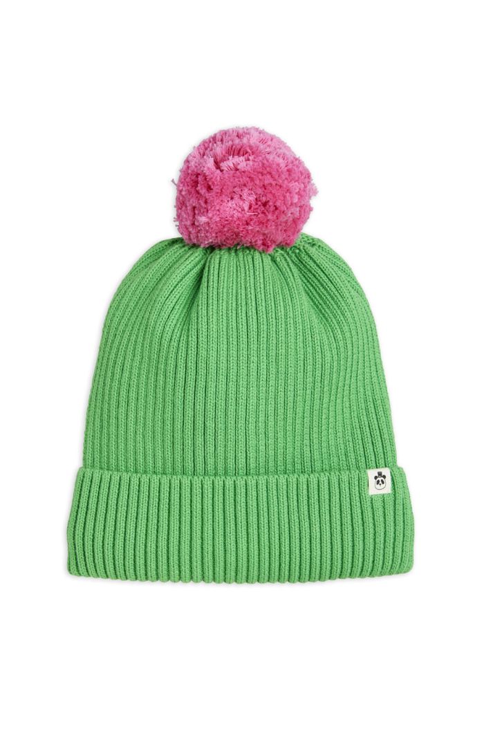 Mini Rodini Pompom knitted hat Green_1