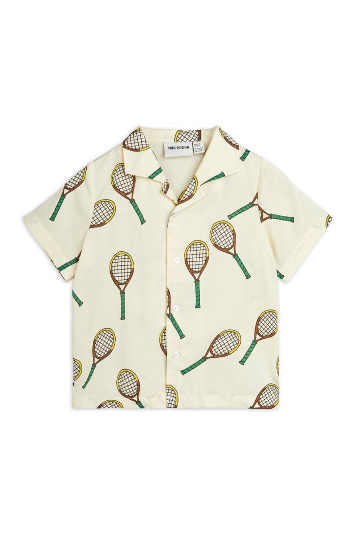 Mini Rodini Tennis all-over print woven tee Offwhite_1