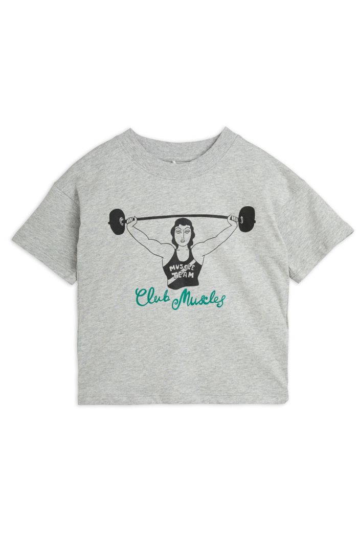 Mini Rodini Club muscles single print t-shirt Grey melange_1