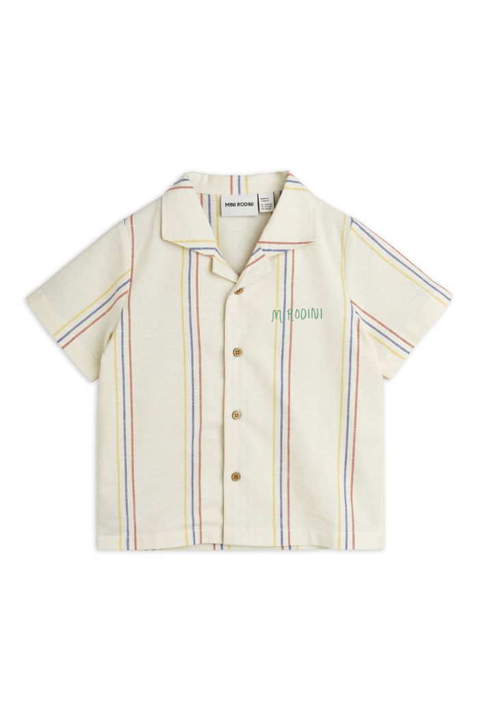 Mini Rodini Stripe y/d woven shortsleeve shirt Offwhite_1
