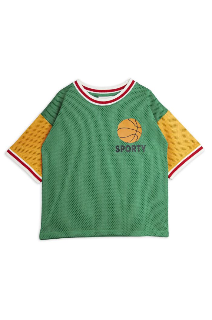 Mini Rodini Basket mesh single print t-shirt Green_1