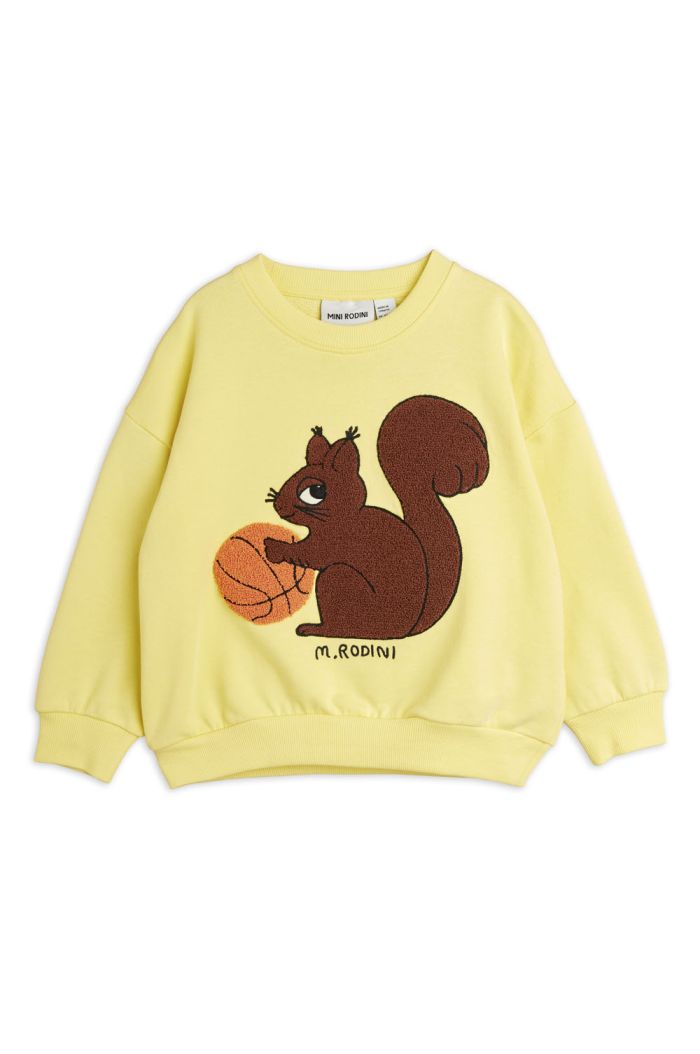 Mini Rodini Squirrel chenille emb sweatshirt Yellow_1