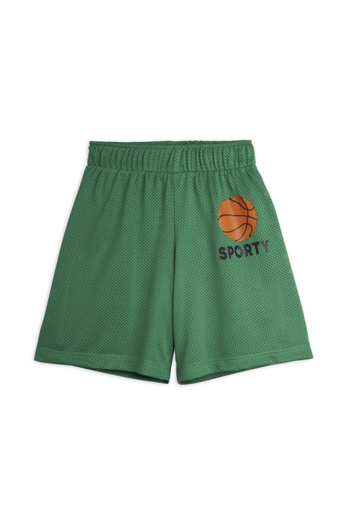 Mini Rodini Basket mesh single print shorts Green_1