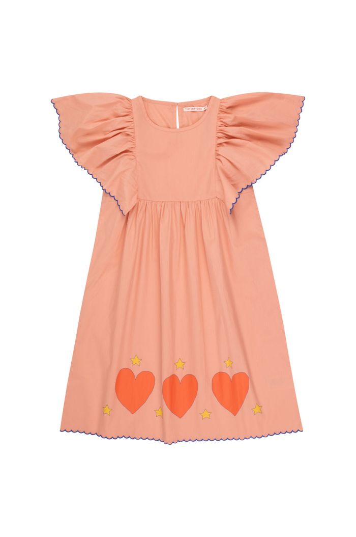 Tinycottons Hearts Stars Dress Papaya_1