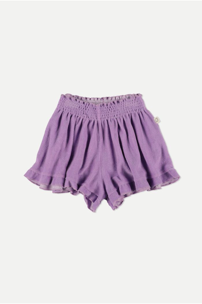 My Little Cozmo Organic toweling ruffle shorts Purple_1