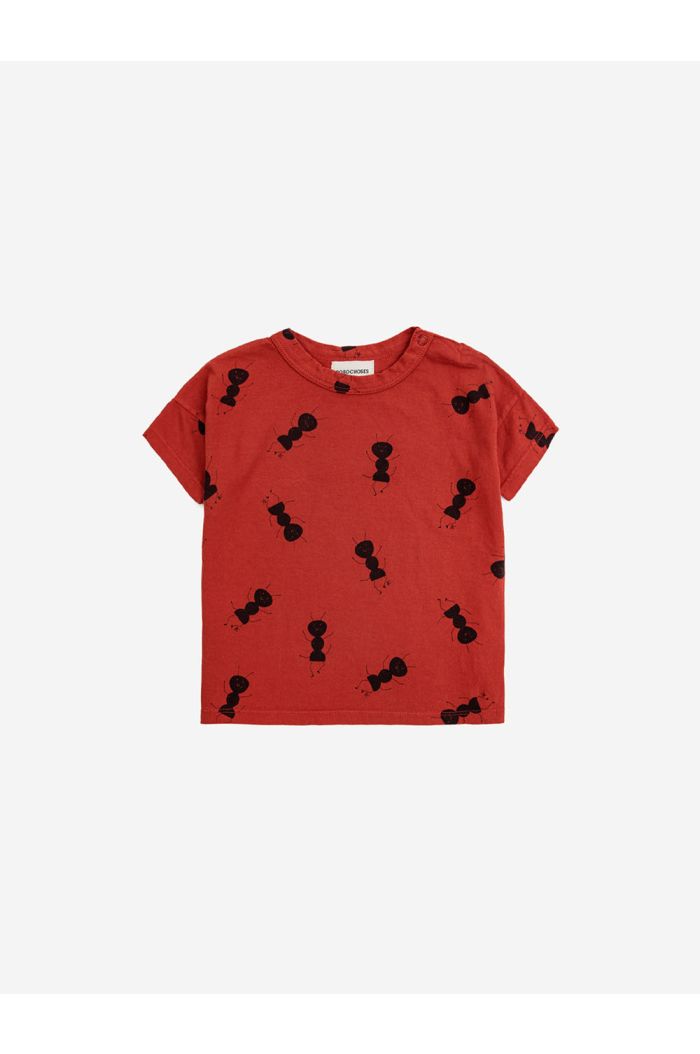 Bobo Choses Baby Ant all over T-shirt Burgundy Red_1