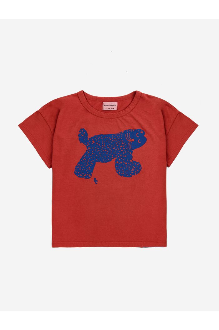 Bobo Choses Big Cat T-shirt Burgundy Red_1