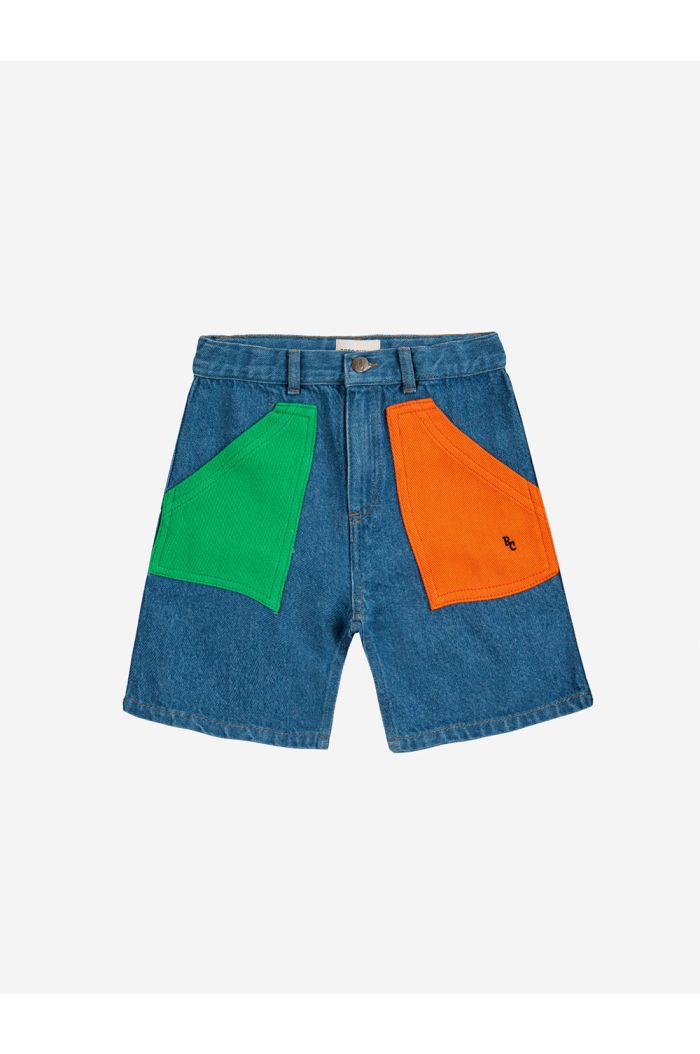 Bobo Choses Color Block denim bermuda shorts Prussian Blue_1