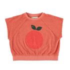 Piupiuchick Sleeveless Sweatshirt Terracotta With Apple Print