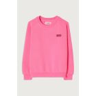 American Vintage Sweat Ml Col Rond Rose Fluo