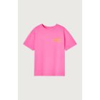 American Vintage T-Shirt Droit Mc Col Rond Imprime Rose Fluo