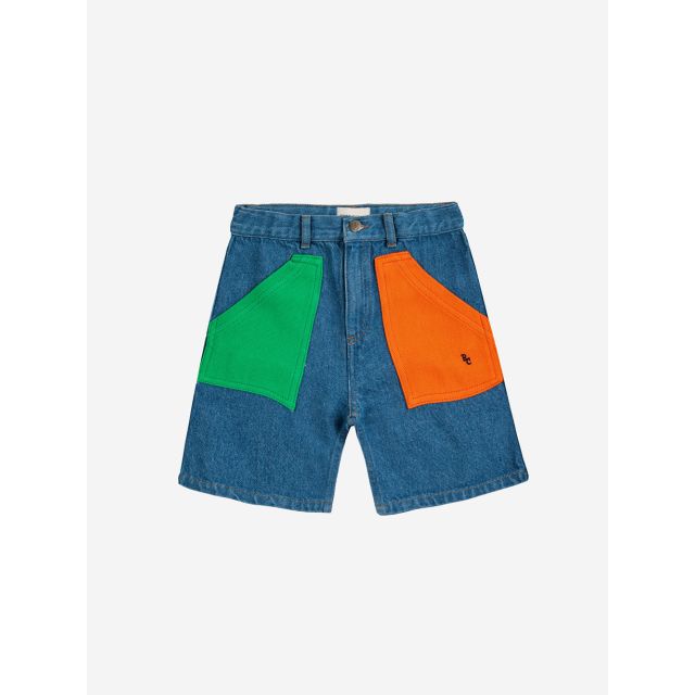 Bobo Choses Color Block denim bermuda shorts Prussian Blue_1
