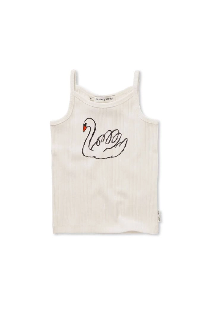 Sproet & Sprout Girls spaghetti top swan Off-white_1