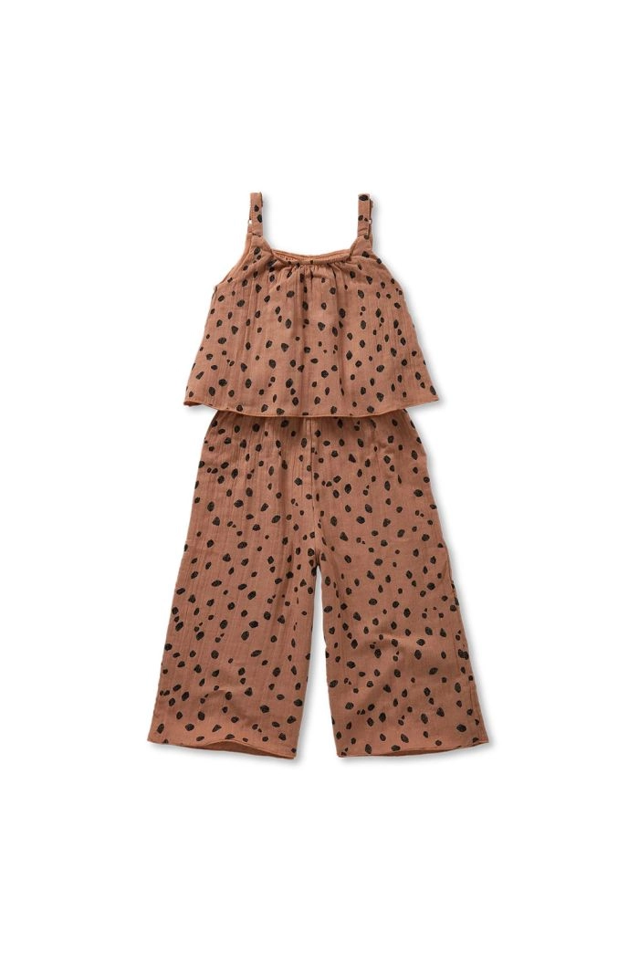 Sproet & Sprout Muslin jumpsuit animal print Camel_1