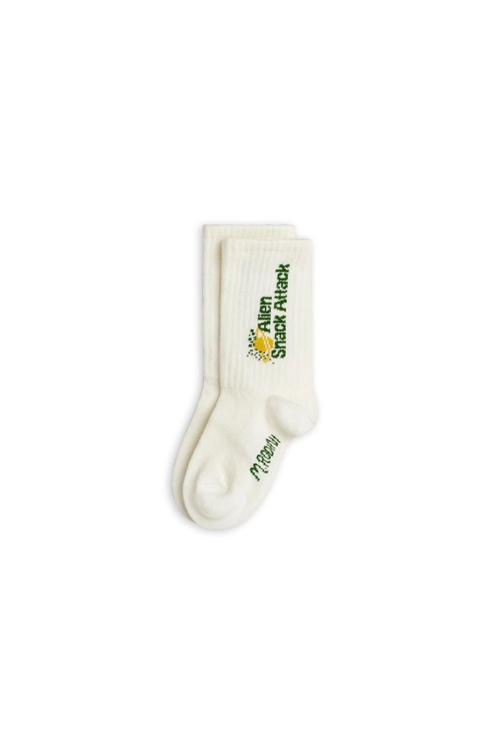 Mini Rodini Socks Alien Snack Attack White_1