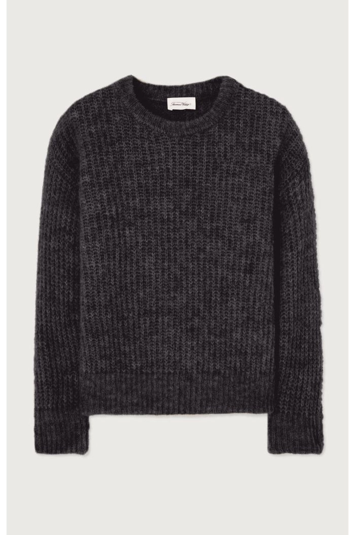 American Vintage Pull Boule Ml Col Rond Anthracite Chine_1
