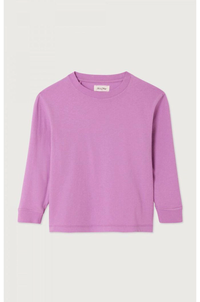 American Vintage Gamipy T-Shirt Droit Ml Col Rond Rose Indien Vintage_1