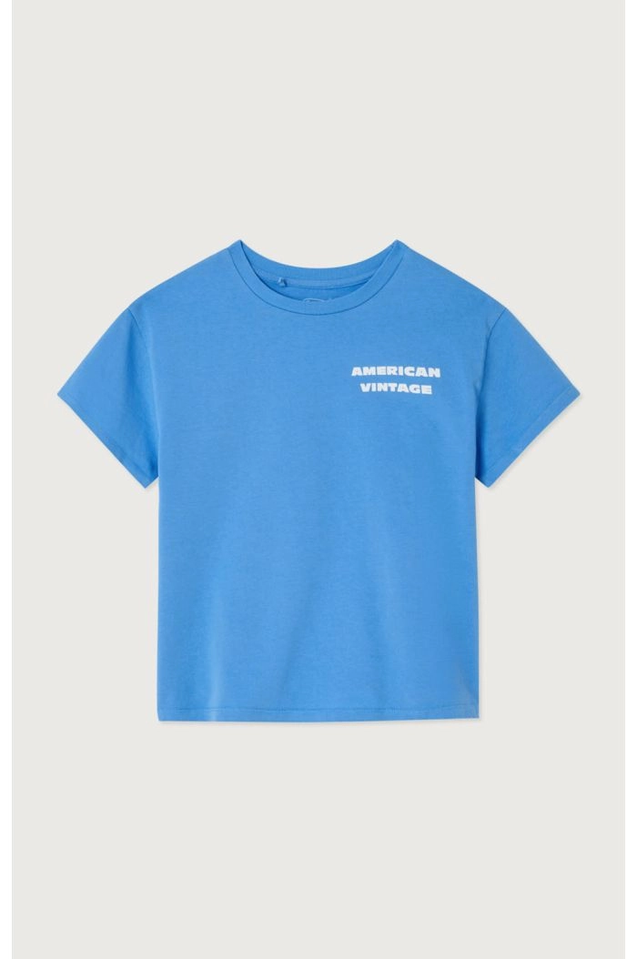American Vintage Fizvalley T-Shirt Droit Imprime Celeste Vintage_1
