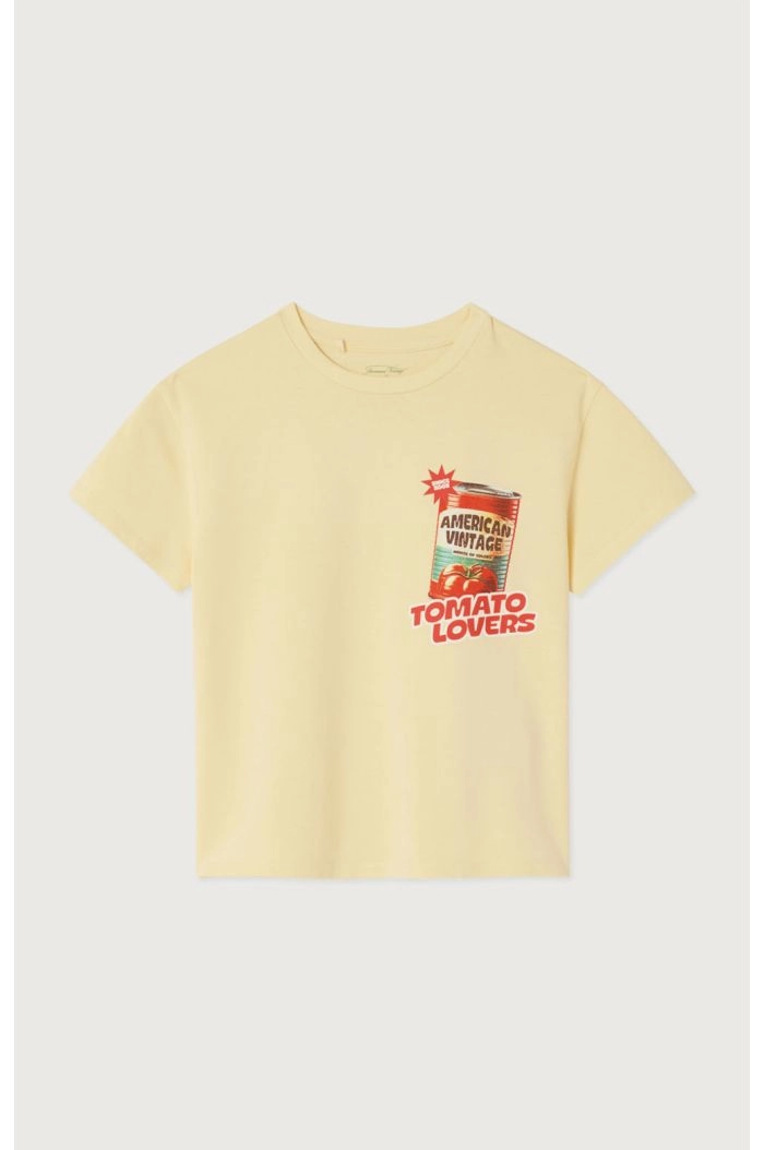 American Vintage Fizvalley T-Shirt Droit Imprime Creme Anglaise Vintage_1