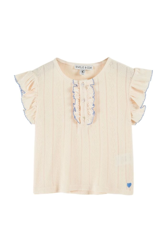 Emile et Ida Tee Shirt Pointelle Creme_1