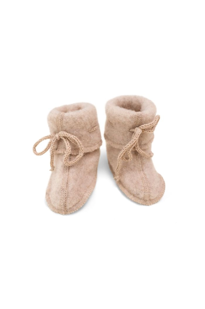 Engel Baby-bootees with ribbon Sand Melange_1