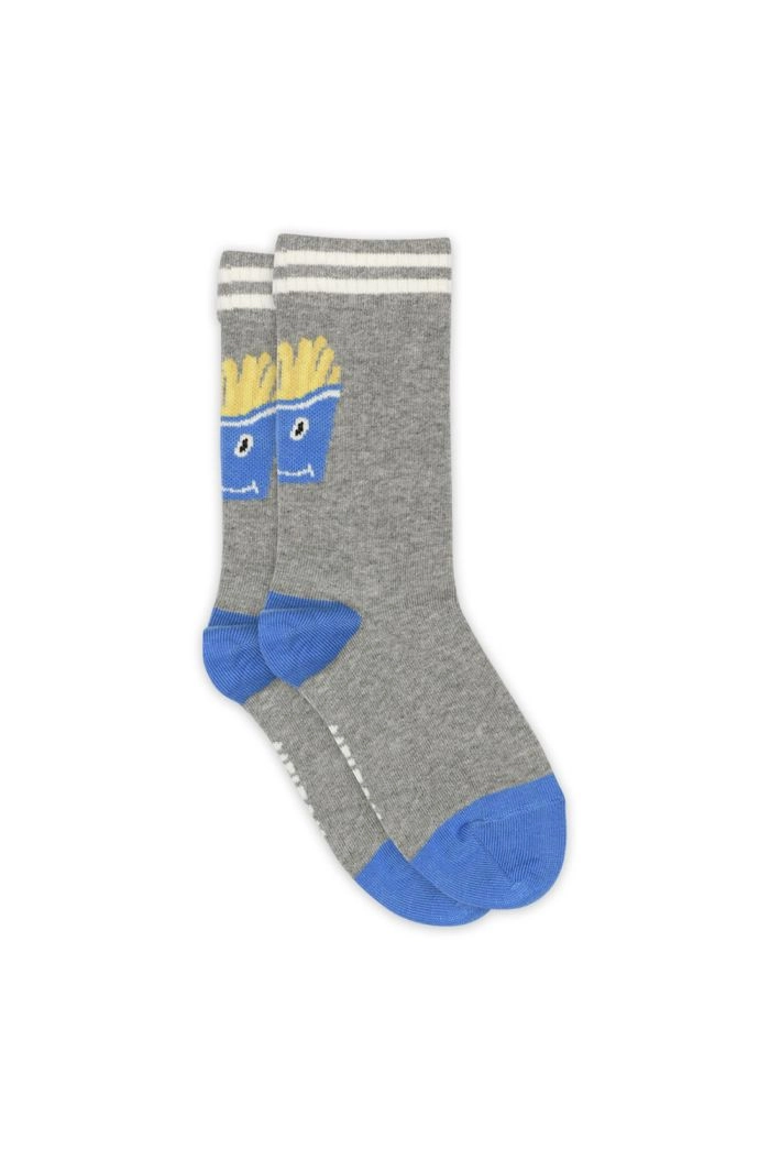 Melton French fries socks 4052 Light Grey Melange_1