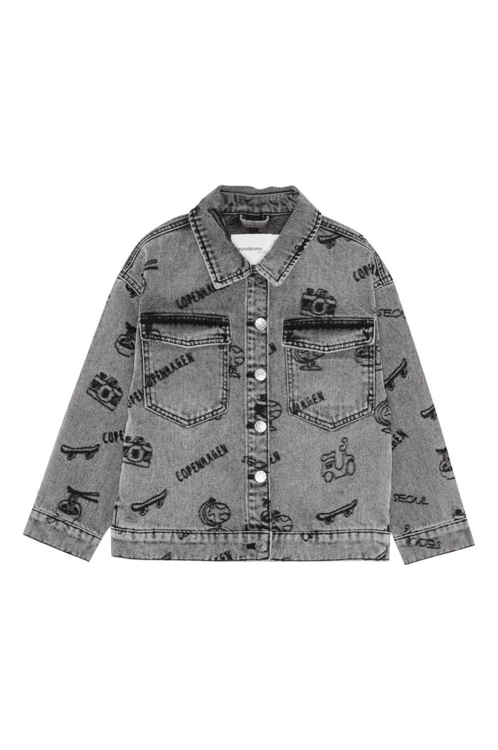 Brunobruno nation Lou Embr Denim Jacket Mid Black Denim Emb_1