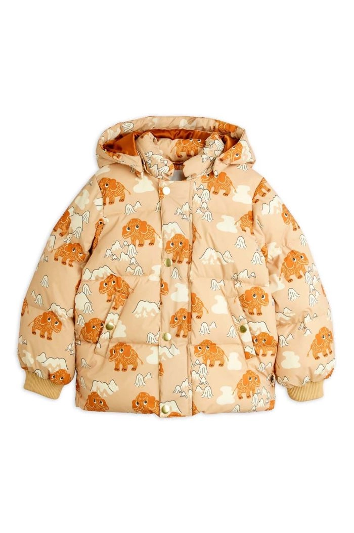 Mini Rodini Mammoths Hooded Puffer Jacket Beige_1