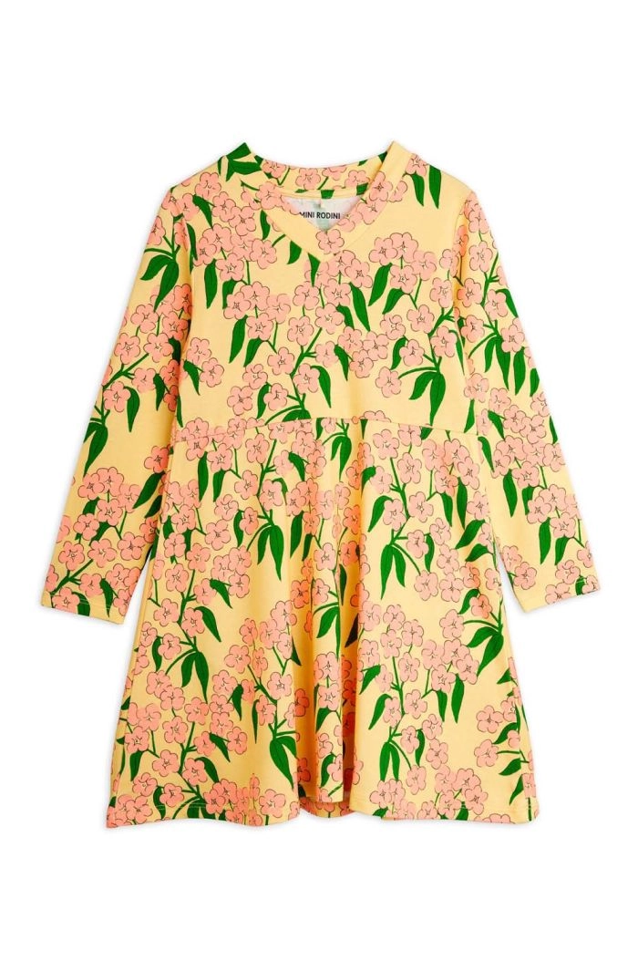 Mini Rodini Alpine Flowers Long Sleeve Dress Yellow_1