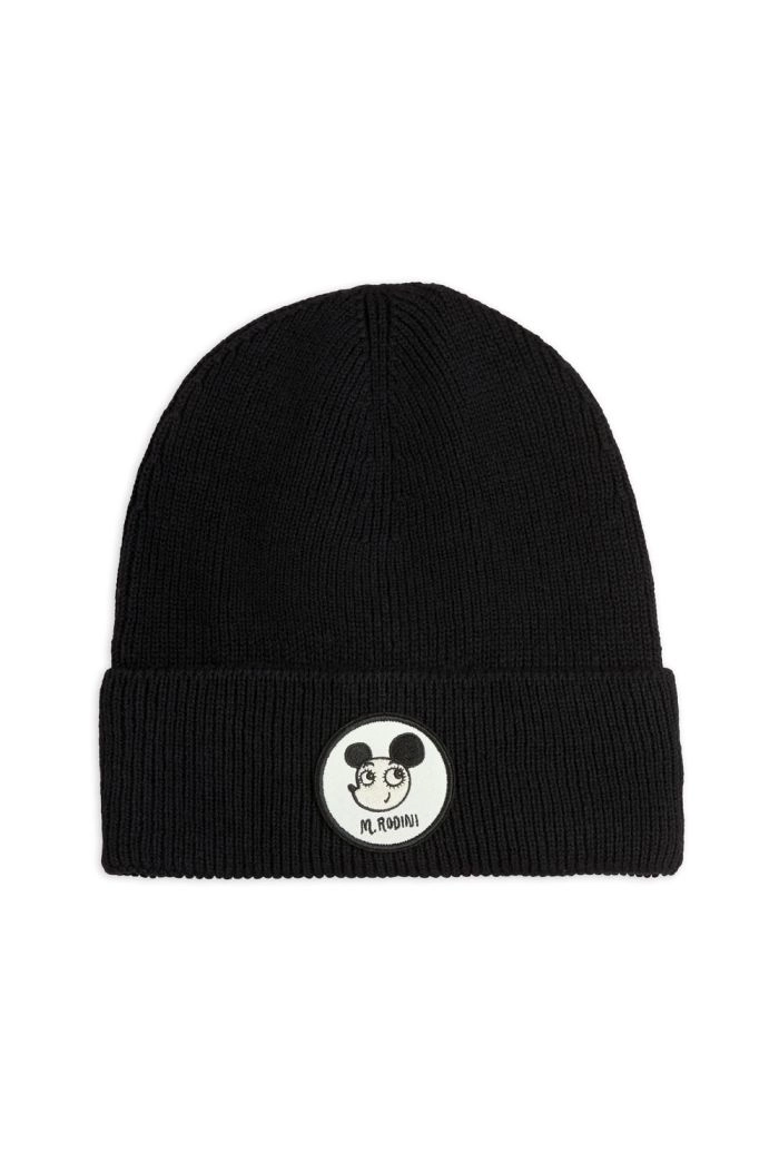 Mini Rodini Ritzratz Patch Wool Blend Beanie Black_1