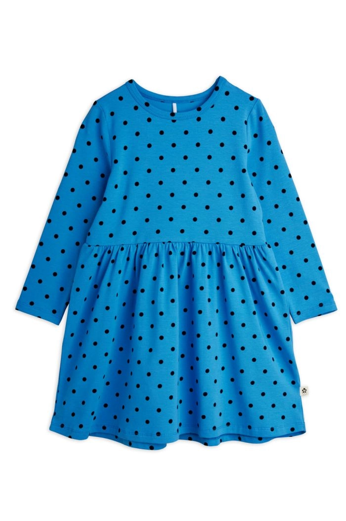 Mini Rodini Polka dots all-over longsleeve dress Blue_1