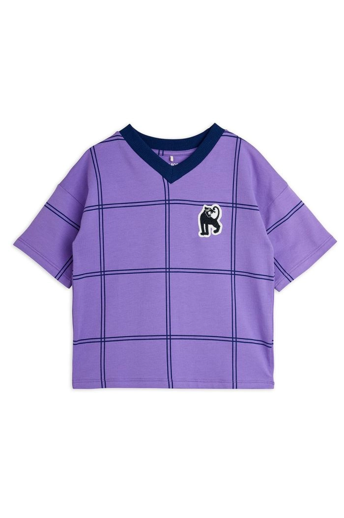 Mini Rodini Check all-over panther patch T-shirt Purple_1