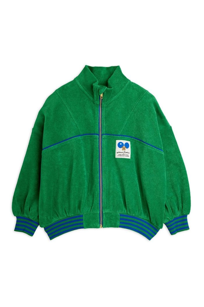 Mini Rodini Table tennis patch terry cardigan Green_1