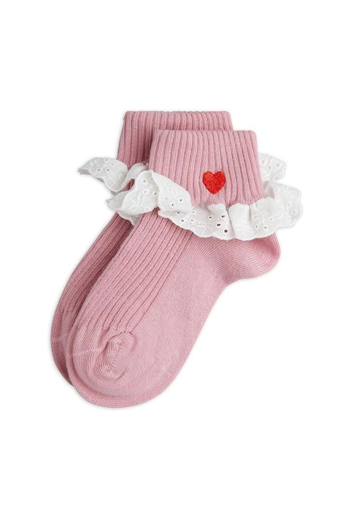 Mini Rodini Heart lace 1-pack socks Pink_1